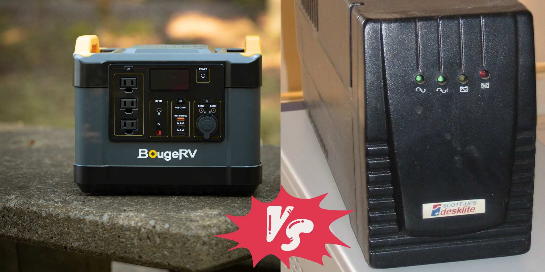 BougeRV portable power station vs. UPS.