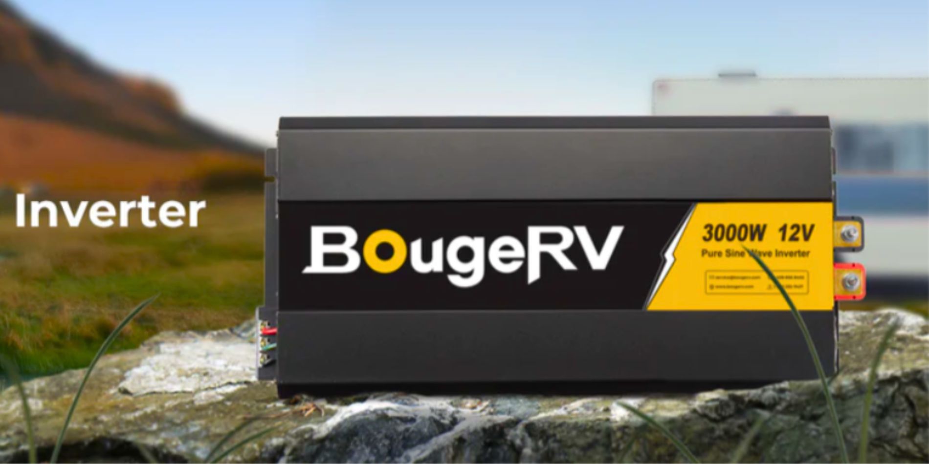 BougeRV’s 3000W 12V solar inverter on the rock