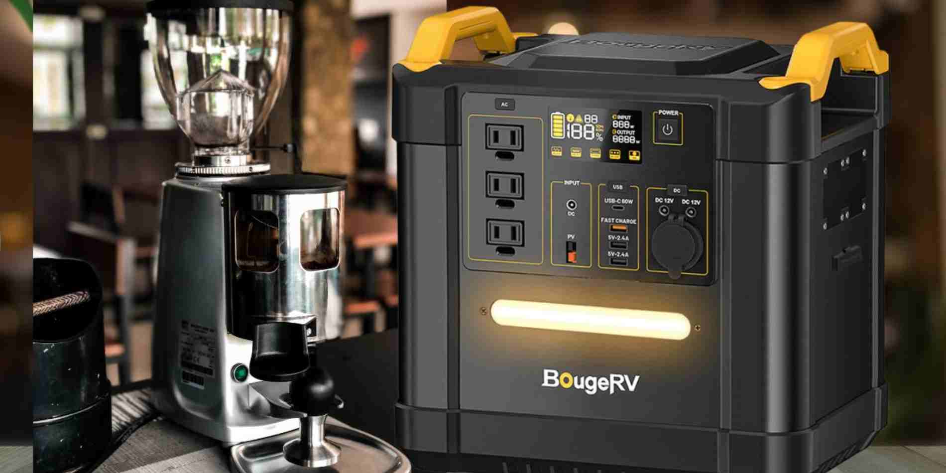 BougeRV’s portable power station for a coffee maker