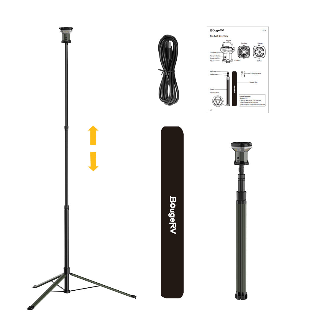 BougeRV Wide-Area Outdoor Camping Telescoping Light