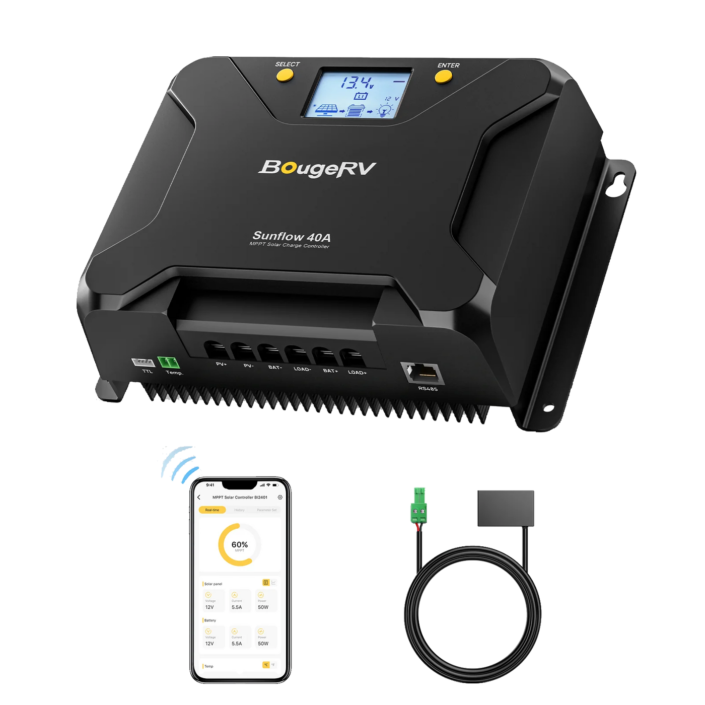 BougeRV Sunflow 40A MPPT Solar Charge Controller 12V/24V