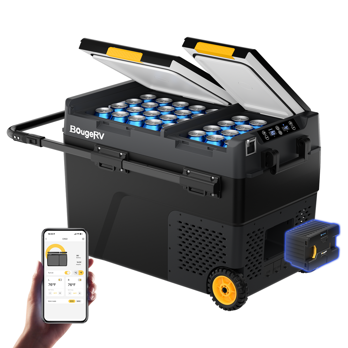 BougeRV CRD2 50L Dual Zone 12V Portable Fridge Freezer