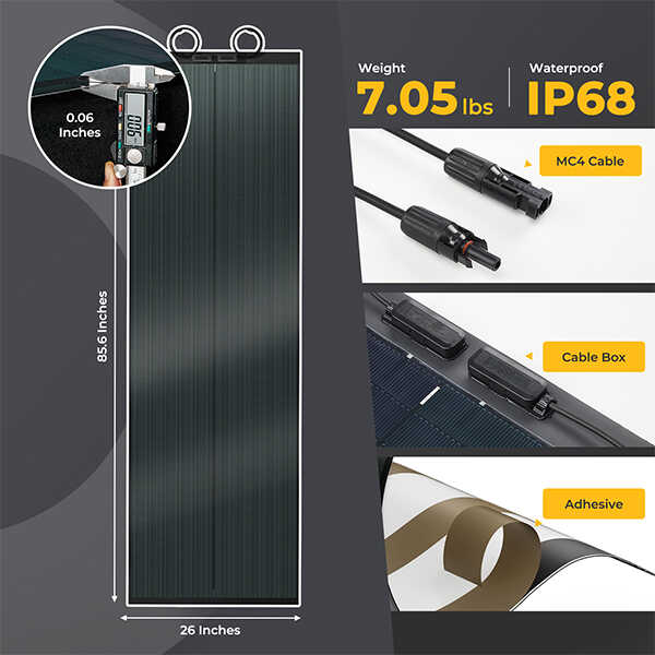 Yuma 200W CIGS Thin-film Flexible Solar Panel with Tape