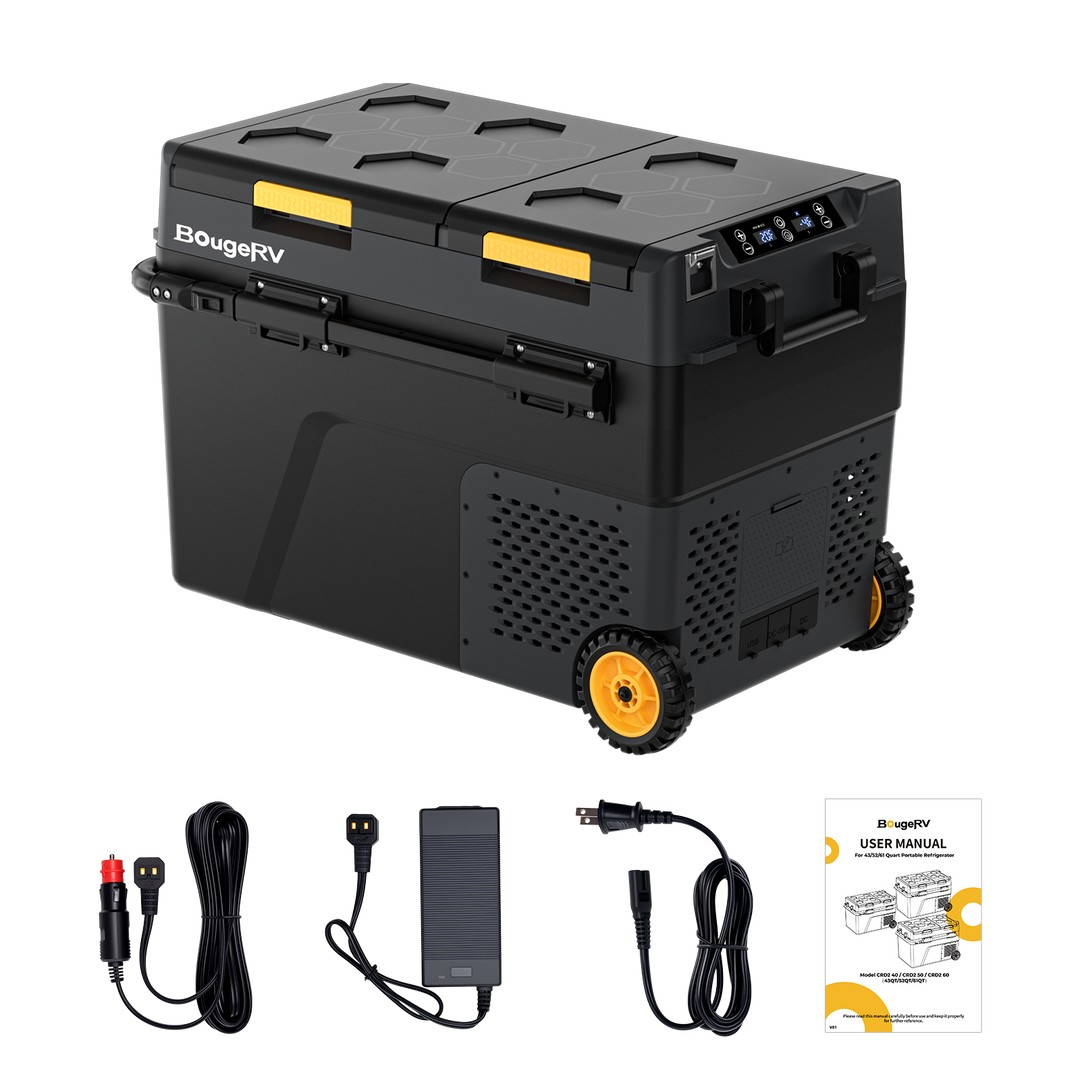 BougeRV CRD2 49L Dual Zone 12V Portable Fridge Freezer