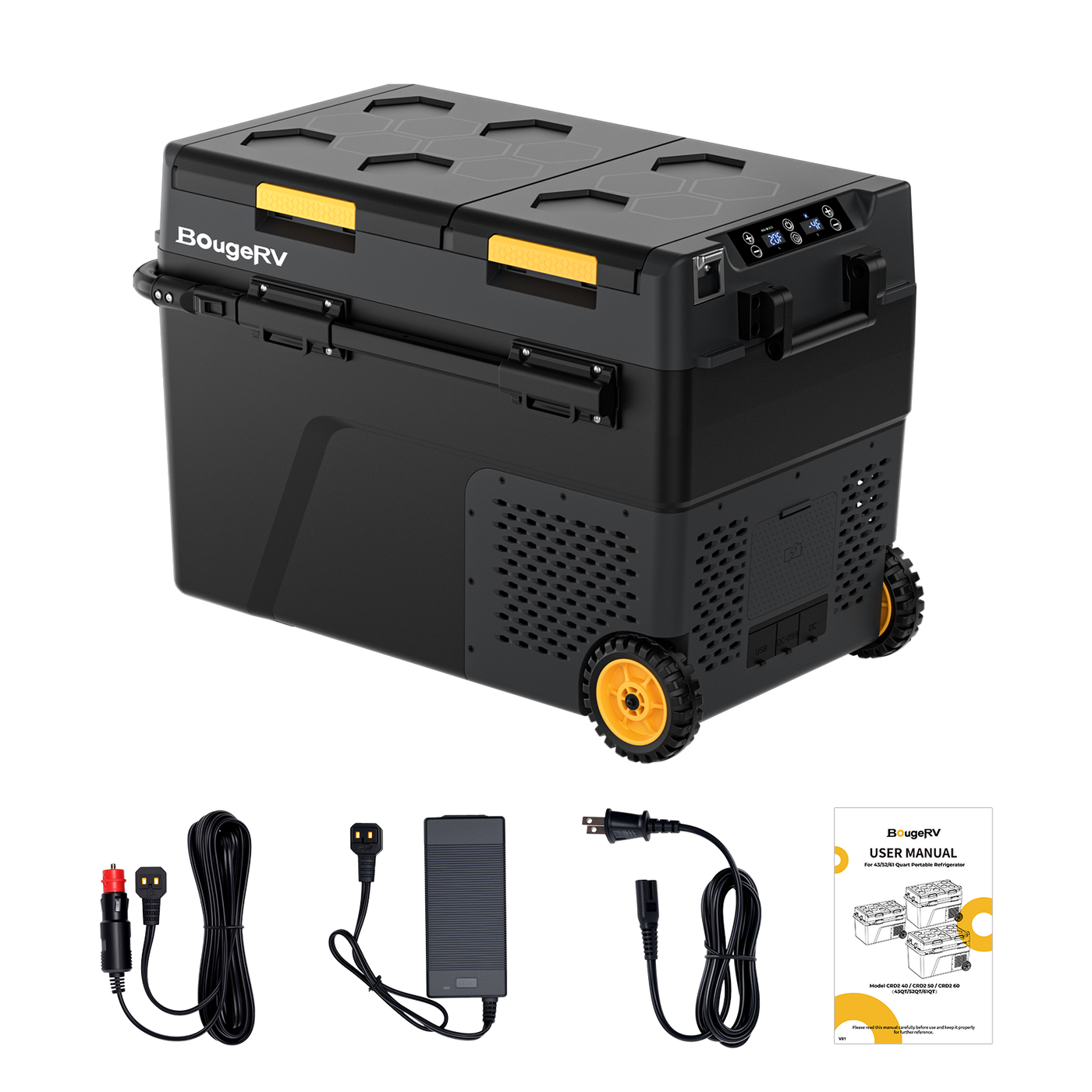 BougeRV CRD2 50L Dual Zone 12V Portable Fridge Freezer