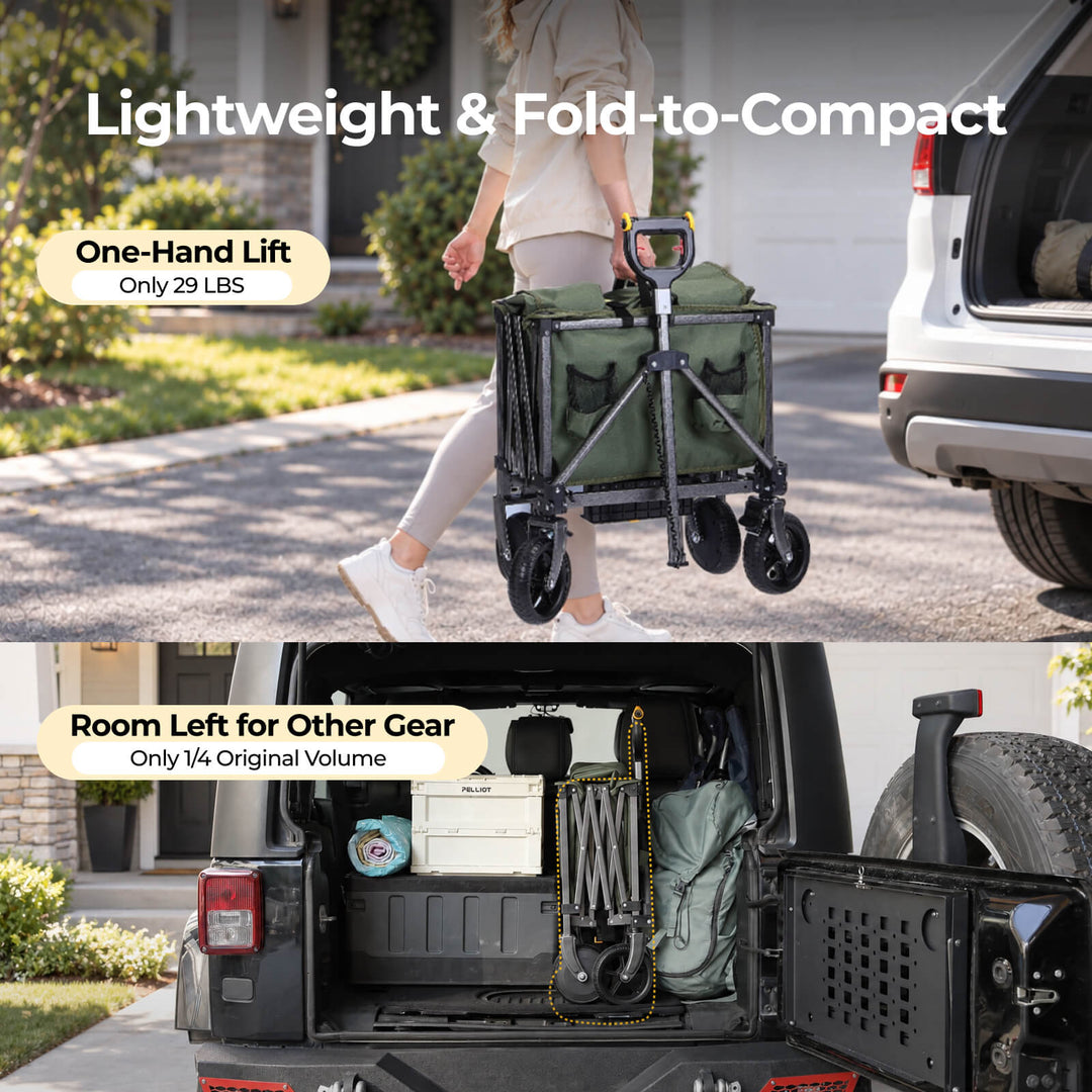 BougeRV LiteRover Foldable Utility Electric Wagon for Camping (Green)