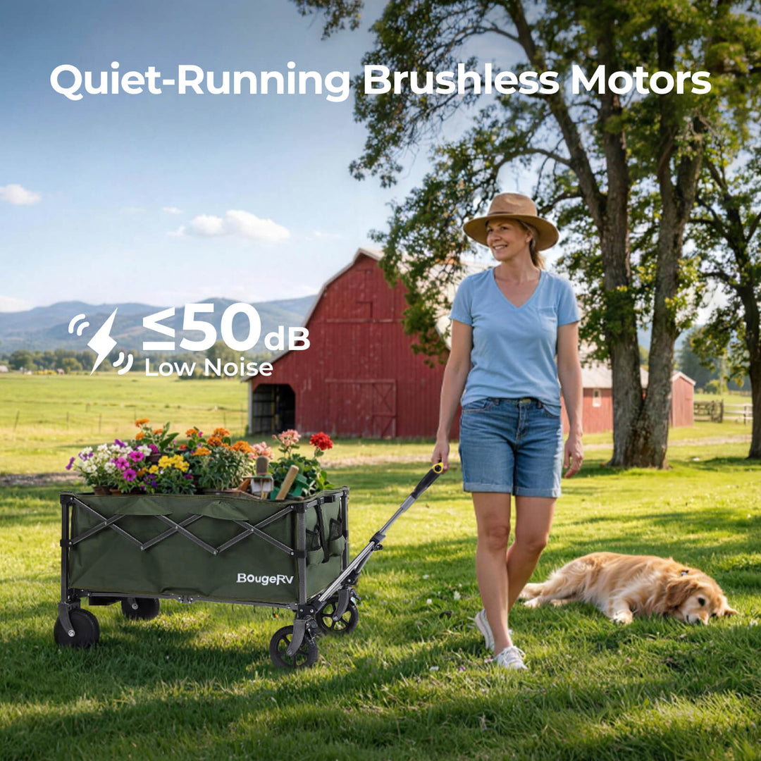 BougeRV LiteRover Foldable Utility Electric Wagon for Camping (Green)