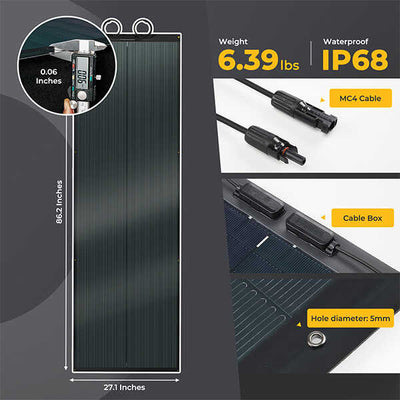 BougeRV Yuma 400W (200W*2pcs) CIGS Thin-film Flexible Solar Panel with Holes