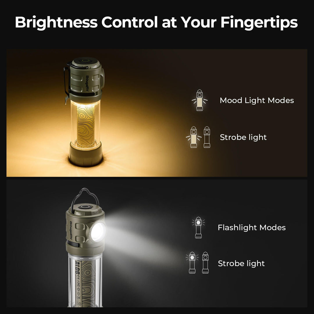BougeRV AL06 Portable Camping Lantern Rechargeable Emergency Flashlight