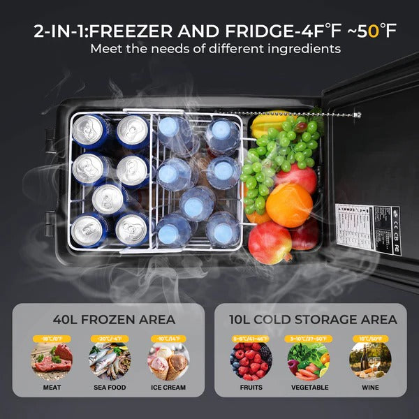 12V 40L Portable Fridge/Freezer For Home, Car & Camping