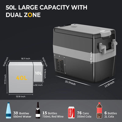 BougeRV 12V 53 Quart (50L) Portable Refrigerator